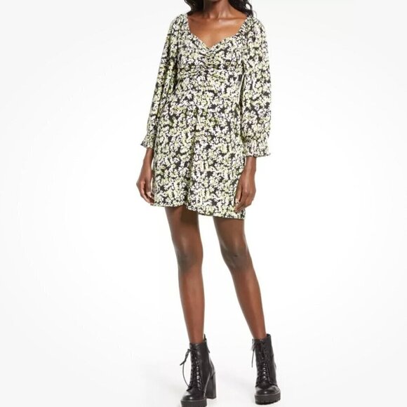 NWT Vero Moda Chaddie Ditsy Floral Boho Long Sleeve Ruched Mini Dress - XL - Picture 10 of 10